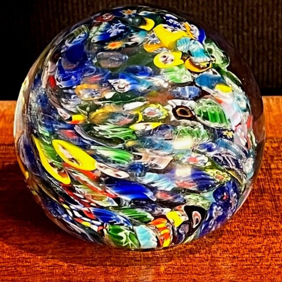Murano Style Confetti Millefiori Paperweight - Picture 1 of 8